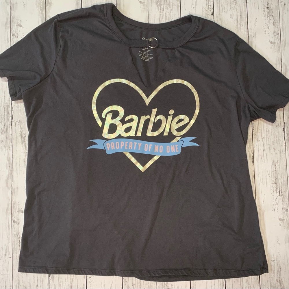 Barbie X Love Tribe Womens Gray Choker TShirt